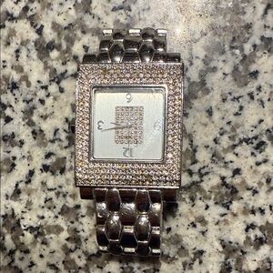 Silver Luxury Watch with Crystal Accents